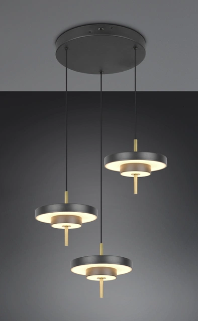Keaton LED taklampe rondell 3lys 45cm sort