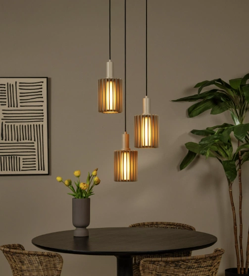 Lambres taklampe rondell 3lys 40cm beige