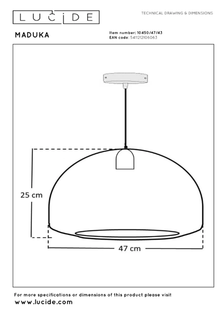 Maduka taklampe 47cm brun