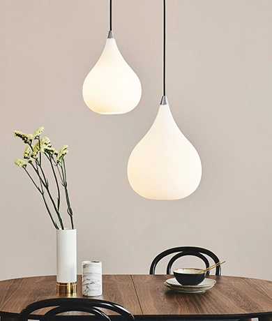 Drops taklampe 38cm hvit