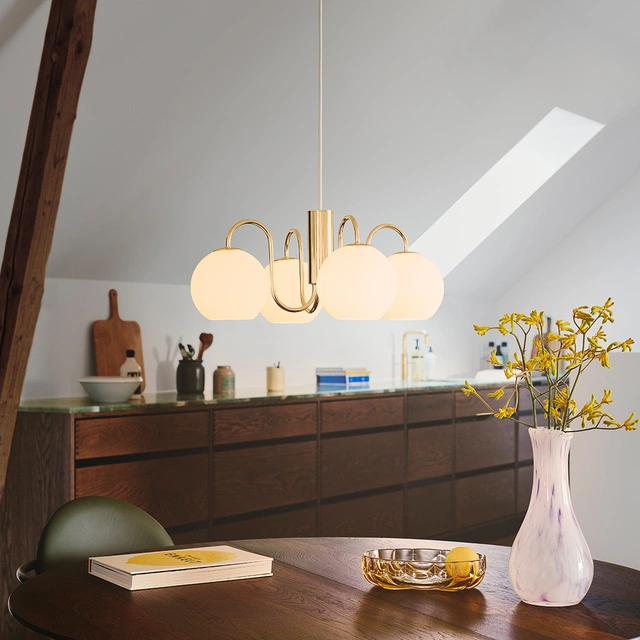 Franca taklampe 4lys 46cm messing