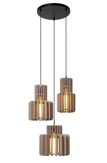 Rollo taklampe rekke 3lys beige