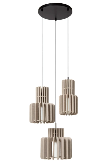 Rollo taklampe rekke 3lys beige