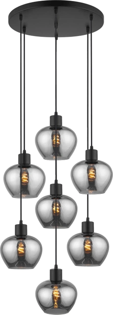 Kelly taklampe rondell 7lys 350cm oppheng smoke