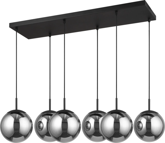 Ball taklampe rektangel 6lys 350cm oppheng smoke