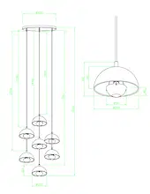 Mycena taklampe rondell 7lys 350cm oppheng flerfarget 4