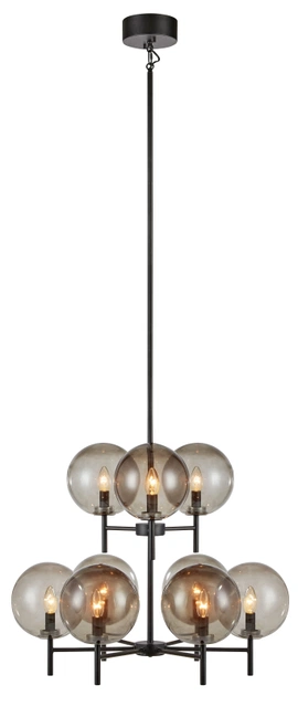 Crown taklampe 9lys smoke