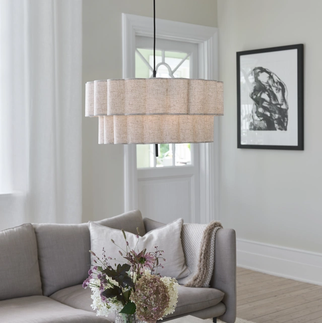 Flower taklampe 55cm beige