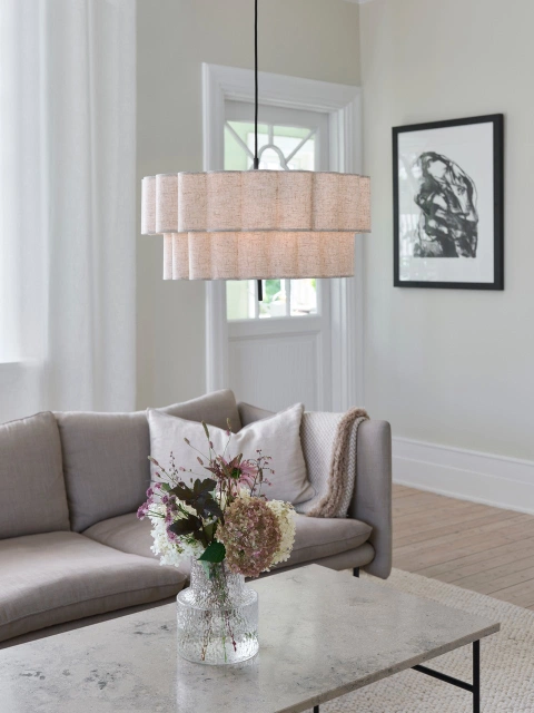 Flower taklampe 55cm beige