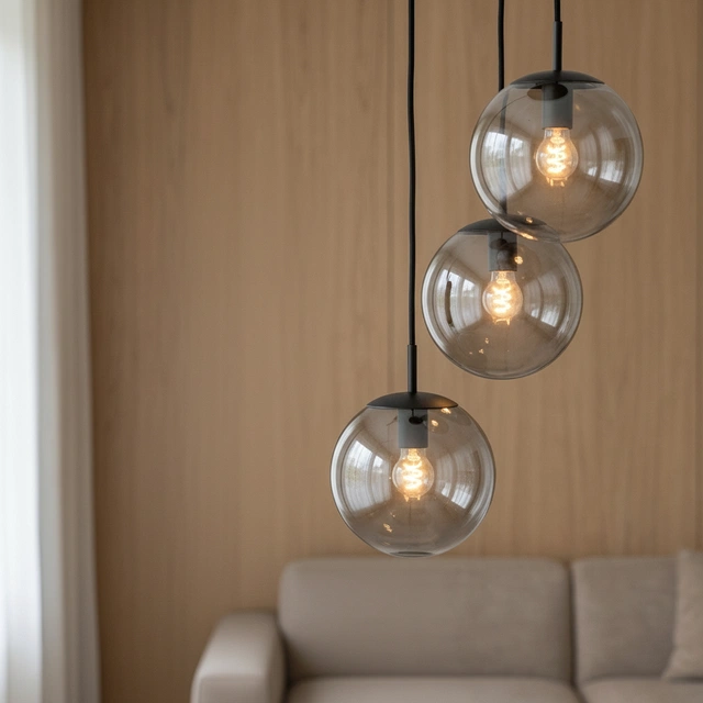 Rondell Ball taklampe 3lys 35cm smoke