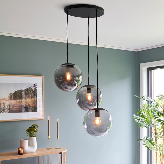 Rondell Ball taklampe 3lys 35cm smoke