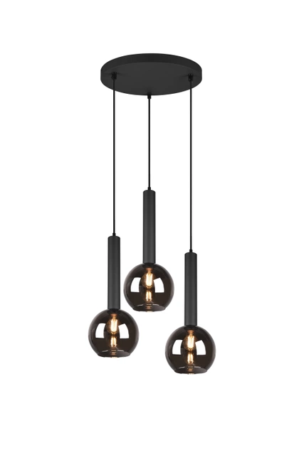 Clayton taklampe rondell 3lys 45cm smoke
