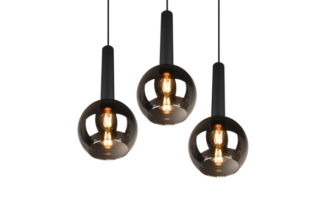 Clayton taklampe rondell 3lys 45cm smoke
