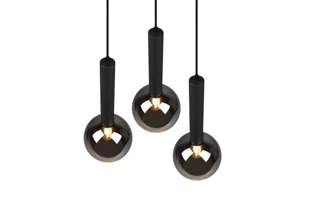 Clayton taklampe rondell 3lys 45cm smoke