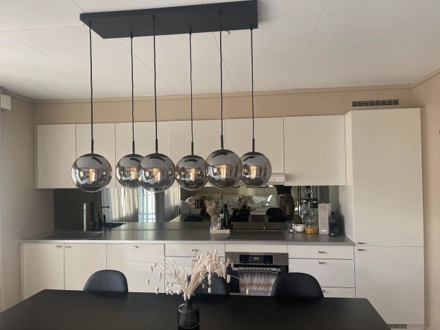 Ball taklampe rektangel 6lys 90cm smoke