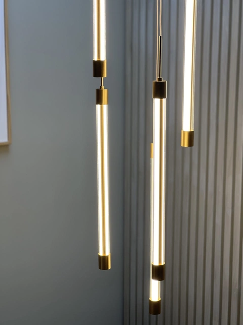 Tube taklampe rondell 5lys 35cm gull