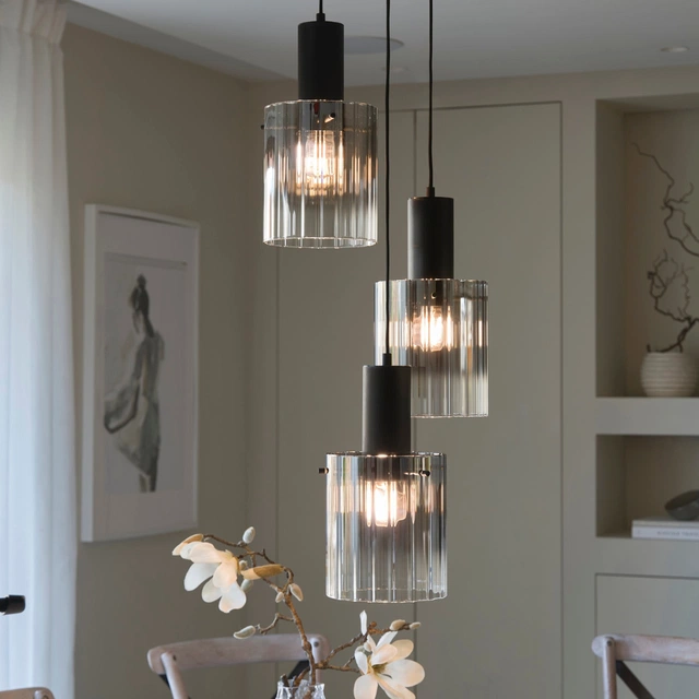 Aura taklampe rondell 3lys 38cm smoke