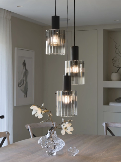 Aura taklampe rondell 3lys 38cm smoke
