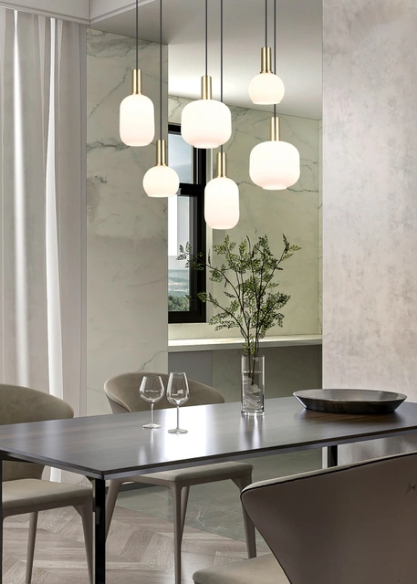 Diva taklampe rektangel 6lys 92cm messing