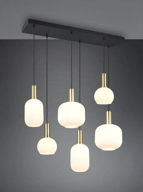 Diva taklampe rektangel 6lys 92cm messing