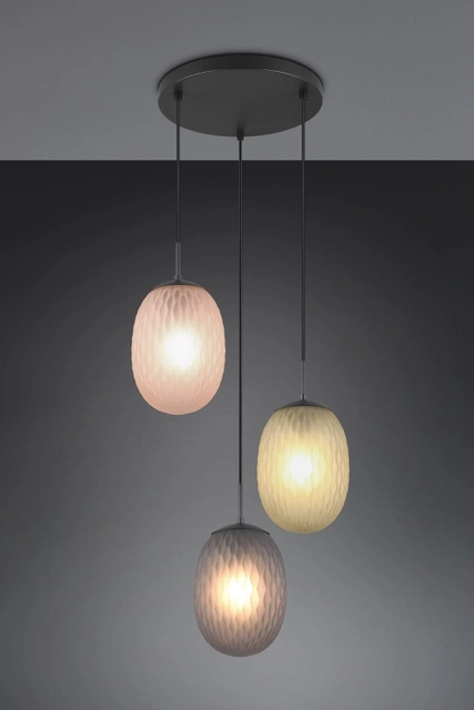 Facette taklampe rondell 3lys 43cm flerfarget