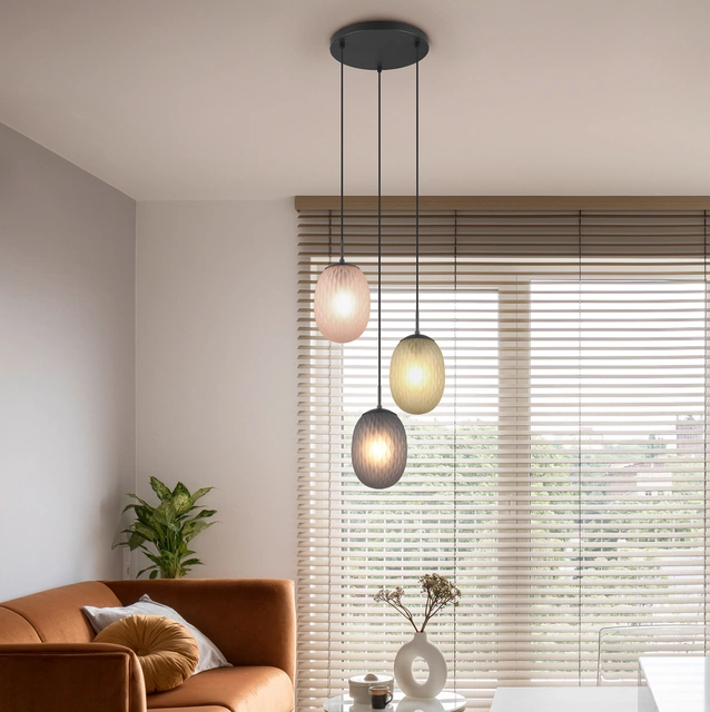 Facette taklampe rondell 3lys 43cm flerfarget