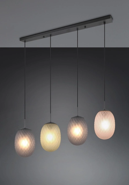Facette taklampe rekke 4lys 116cm flerfarget