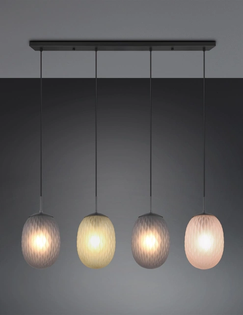 Facette taklampe rekke 4lys 116cm flerfarget