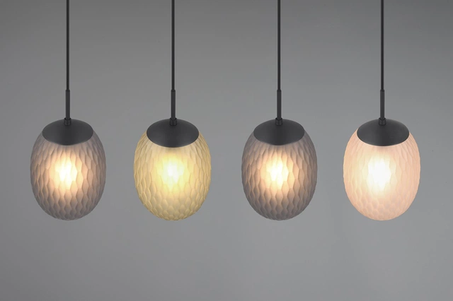 Facette taklampe rekke 4lys 116cm flerfarget