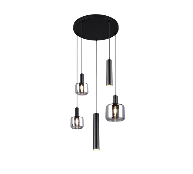 Mataro taklampe rondell 5lys 40cm smoke