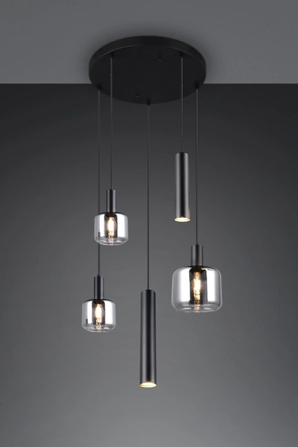 Mataro taklampe rondell 5lys 40cm smoke