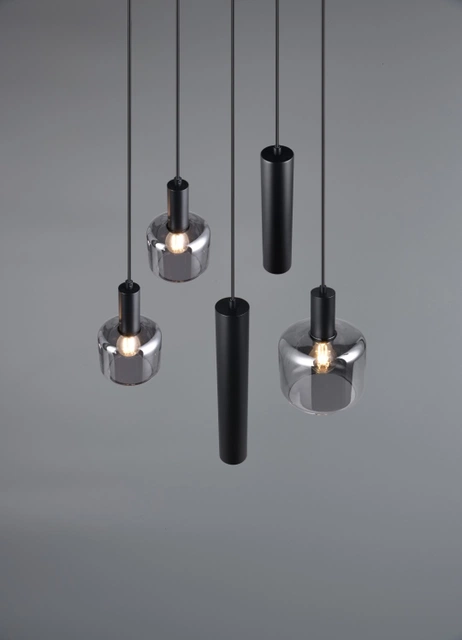 Mataro taklampe rondell 5lys 40cm smoke