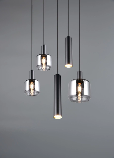 Mataro taklampe rondell 5lys 40cm smoke