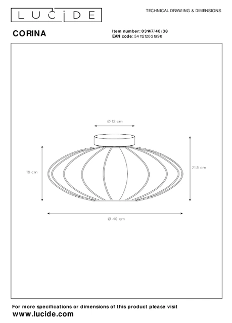 Corina Flush plafond taklampe 40cm beige