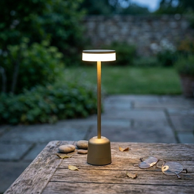Space LED oppladbar utelampe bord IP65 24,5cm gull