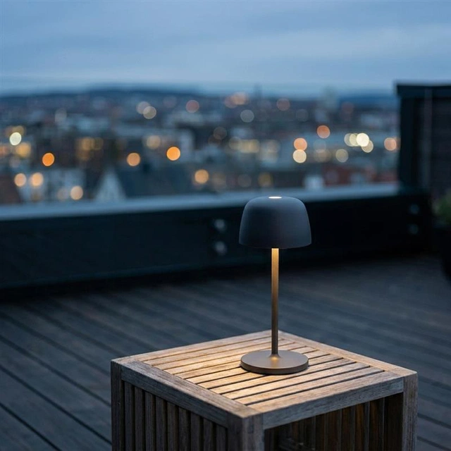 Mars LED oppladbar utelampe bord IP65 28cm grå
