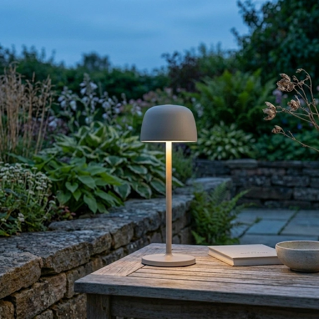 Mars LED oppladbar utelampe bord IP65 28cm beige