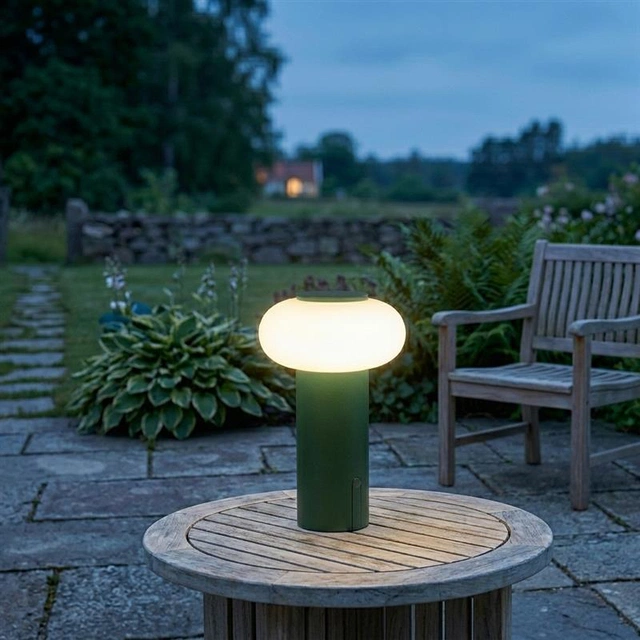 Dome LED oppladbar utelampe bord IP44 20,5cm grønn