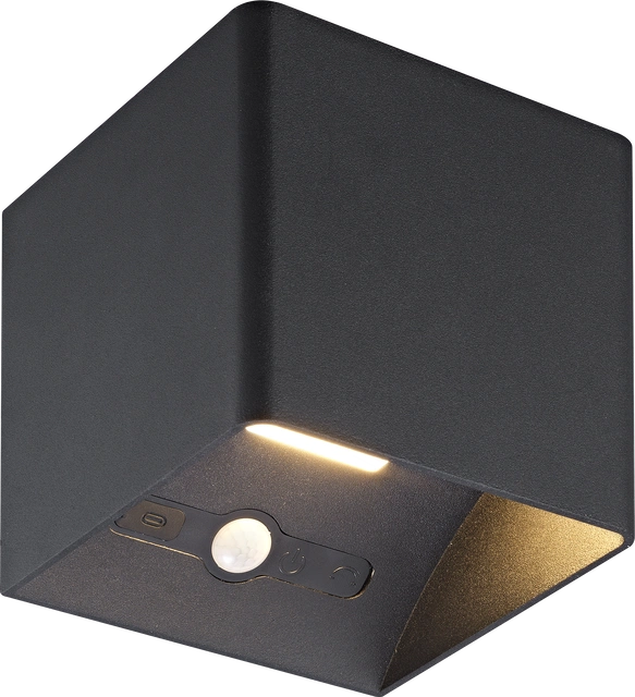 LuxeCharge LED oppladbar utelampe vegg IP54 10cm sort