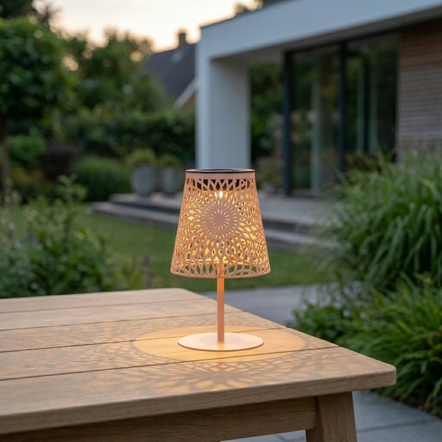 Solar Lise oppladbar utelampe bord IP44 21cm fersken