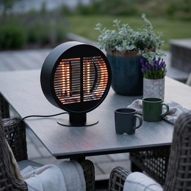 Terrassevarmer rund 1000W IP54 40cm sort