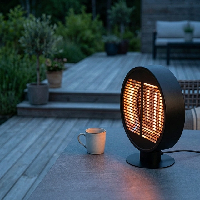 Terrassevarmer rund 1000W IP54 40cm sort