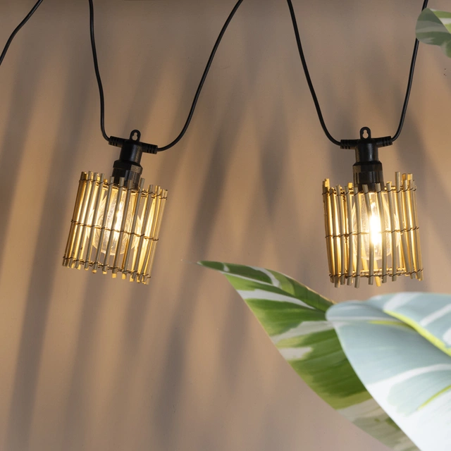 Rattan lyslenke IP44 6lys natur