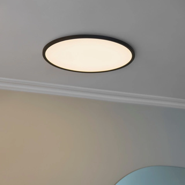 Slim LED plafond IP44 42cm sort