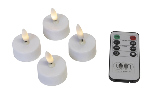 Lun telys LED 4pk. hvit