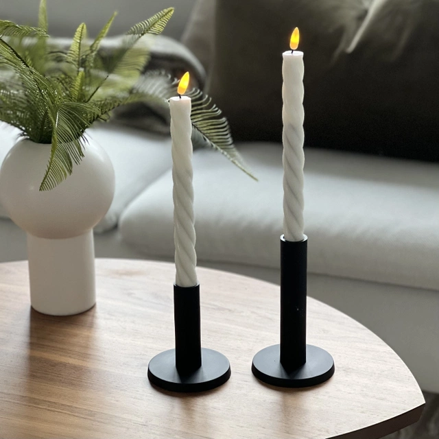 Lun tvinnet kronelys LED 2pk. hvit