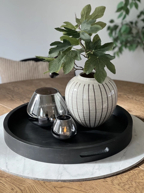 Lysfat i treverk 50cm sort