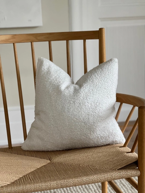 Teddy Boucle putetrekk 45cm hvit