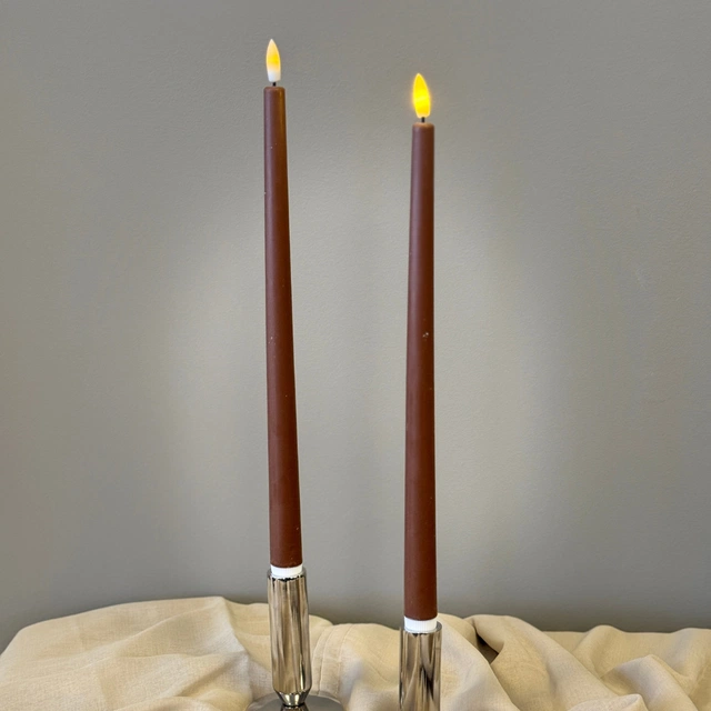 LED Kronelys Long 2pk. brun
