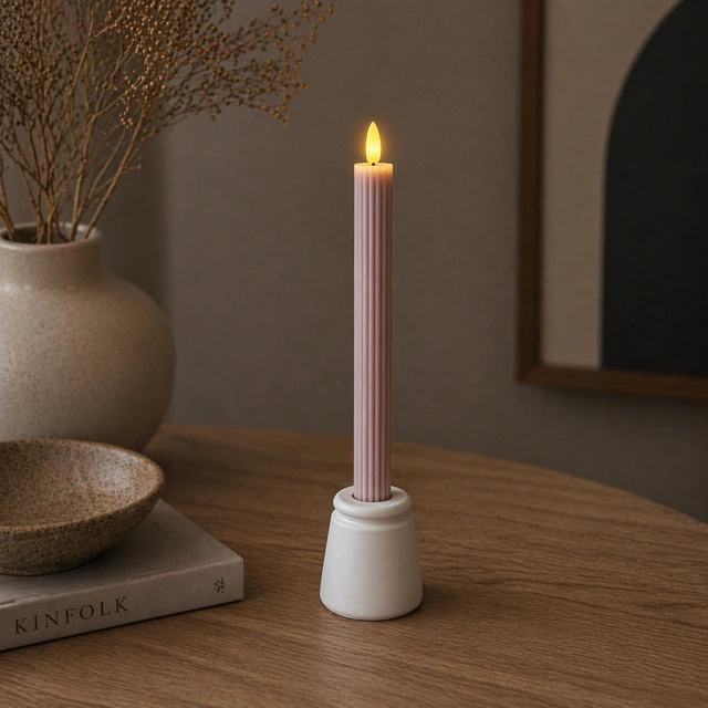 LED kronelys tilbehør oppladbar lysestake beige